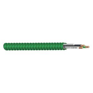 55636101 Armorlite Type MCHC/THHN Building Wire, 600 V AC, (2) 12 AWG Stranded Copper Conductor, 250 ft L, Black/Green/White