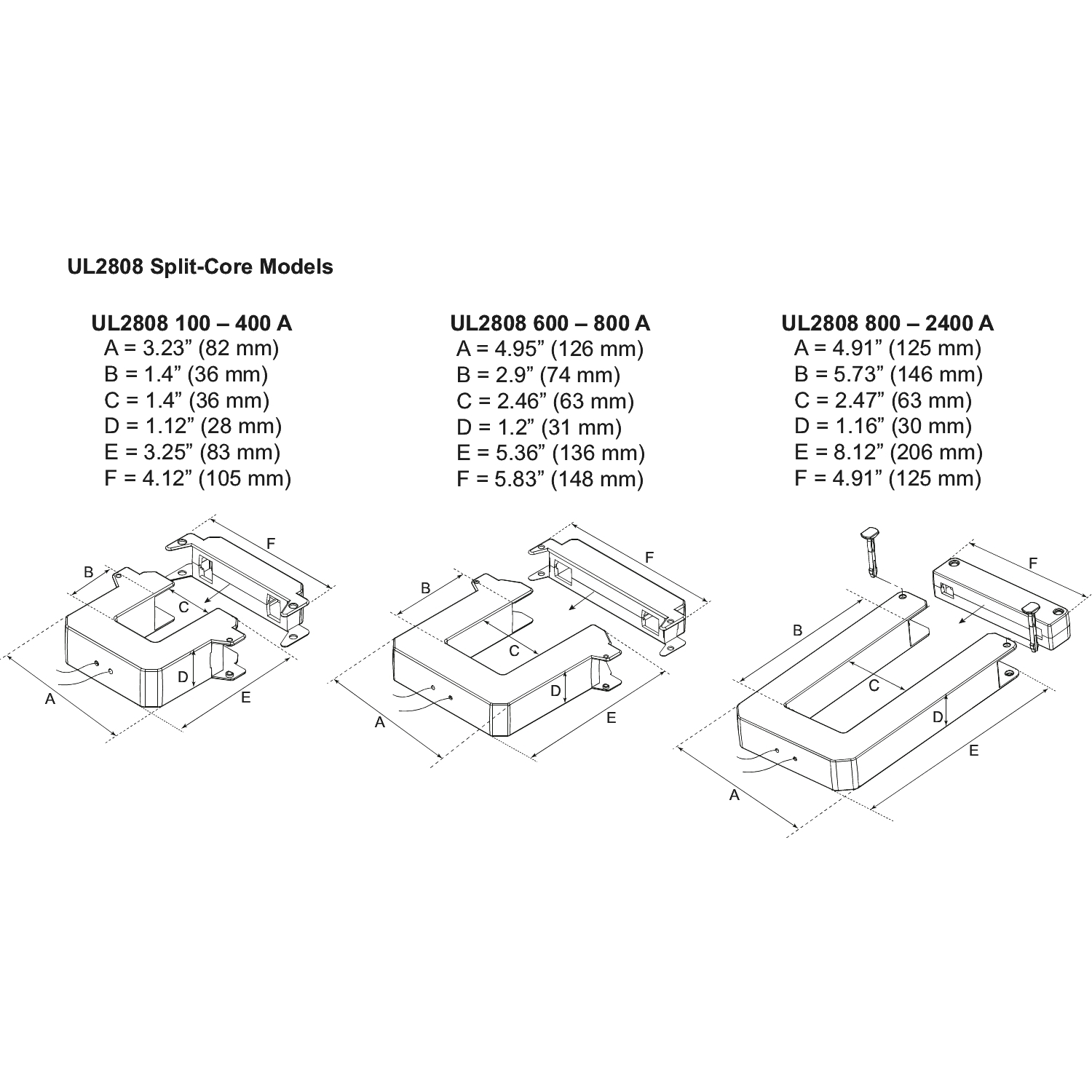 METSECTLV2010U PowerLogic Split Core Current Transformer, 50, 60 Hz, 0.333 V