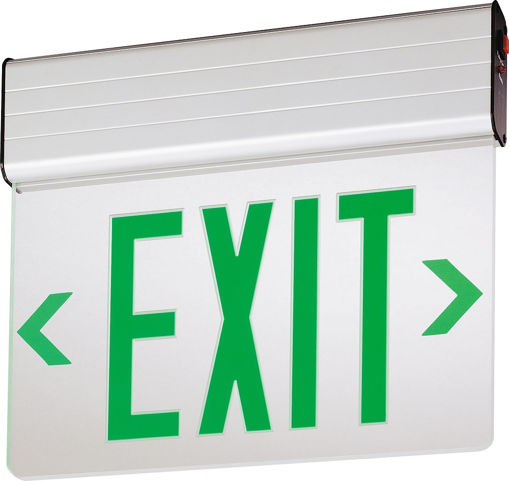 EDG 2 GMR EL M6 Double Face Edge-Lit Emergency Exit Sign, LED Lamp, 2.6/2.8 W Fixture, 120/277 V AC, Brushed Housing, EXIT Legend