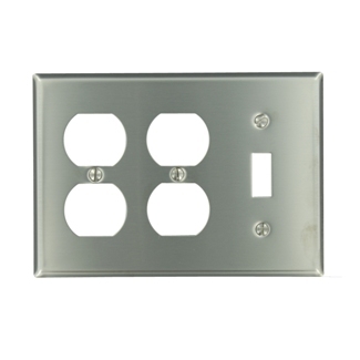 84047-40 Standard Size Combination Wall Plate, 3 Gangs, 6-3/8 in W x 4-1/2 in H, 302 Stainless Steel
