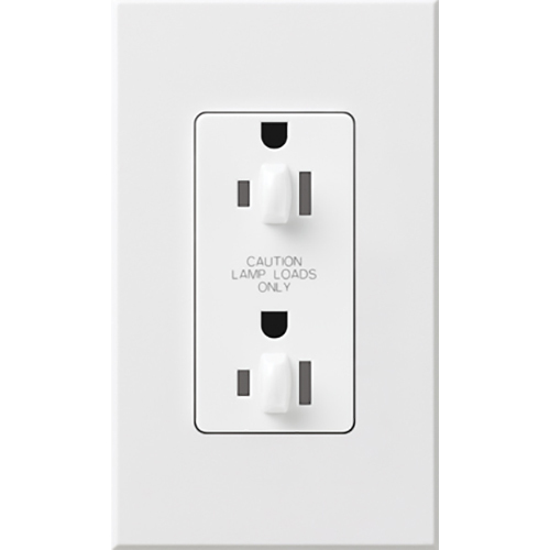 NTR-15-DDTR-WH Architectural Dual Dimming Tamper-Resistant Duplex Receptacle with Wall Plate, 15 Amp, 125V, Matte, White