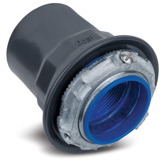 STG3-G Ocal Grounding Hub Connector With Thermoplastic Insulated Throat, 1 in Trade, Locknut Installation, Zinc