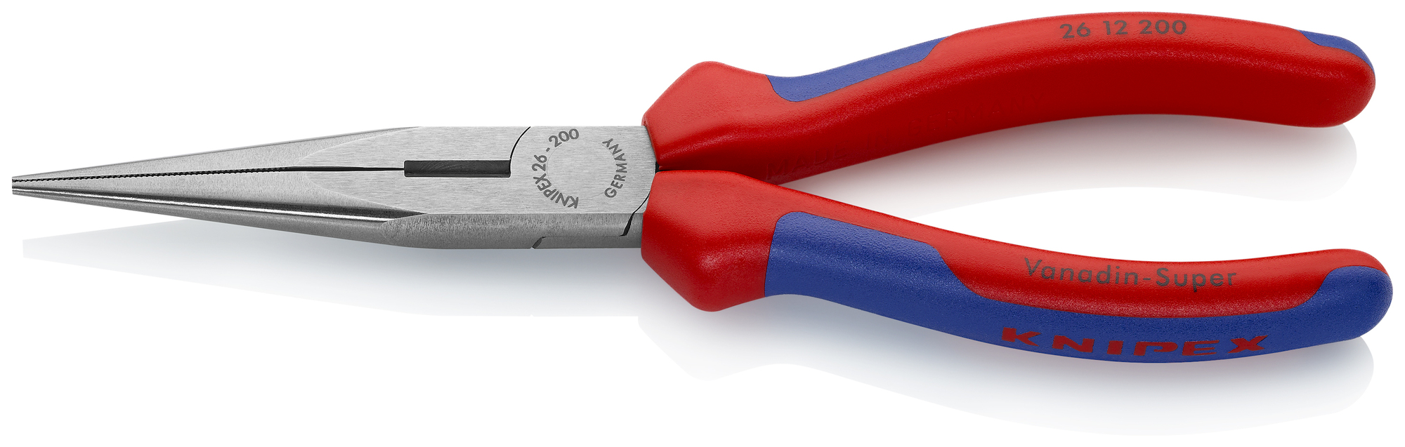 26 12 200 SBA Side Cutter Stork Beak Snipe Nose Plier, Half-Round/Knurled Chrome Vanadium Steel Jaw, 73 mm L x 9.5 mm W Jaw, 200 mm OAL