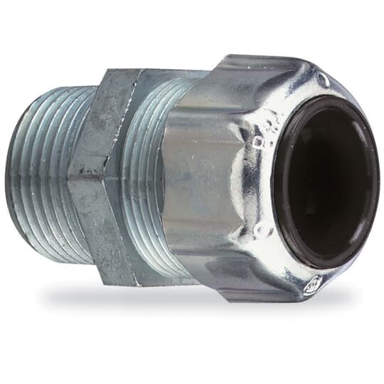 2536 T&B Ranger Liquidtight Strain Relief Cord Connector, 3/4 in Trade, 3/4 to 7/8 in Cable Openings, Malleable Iron, Zinc Plated