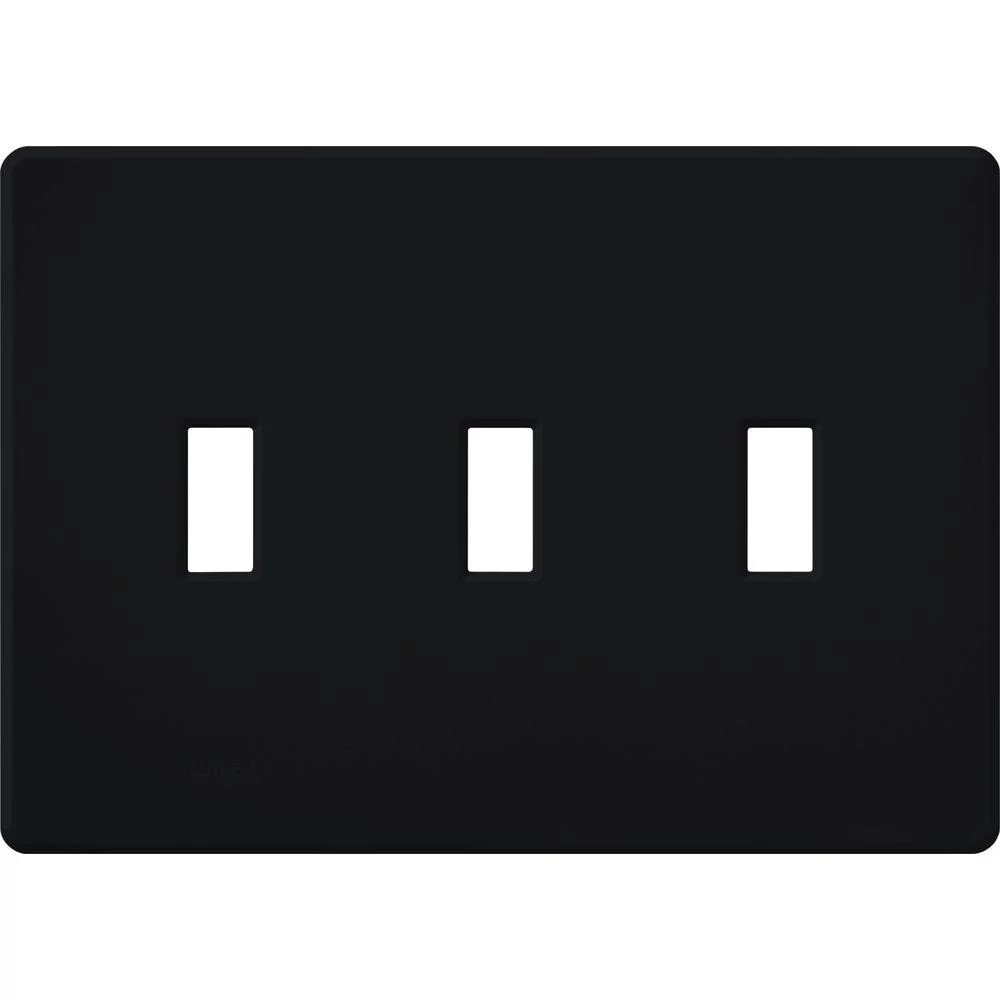 FG-3-BL Fassada Wall Plate for Traditional Style Dimmers or Switches, 3 Gang, Matte, Black