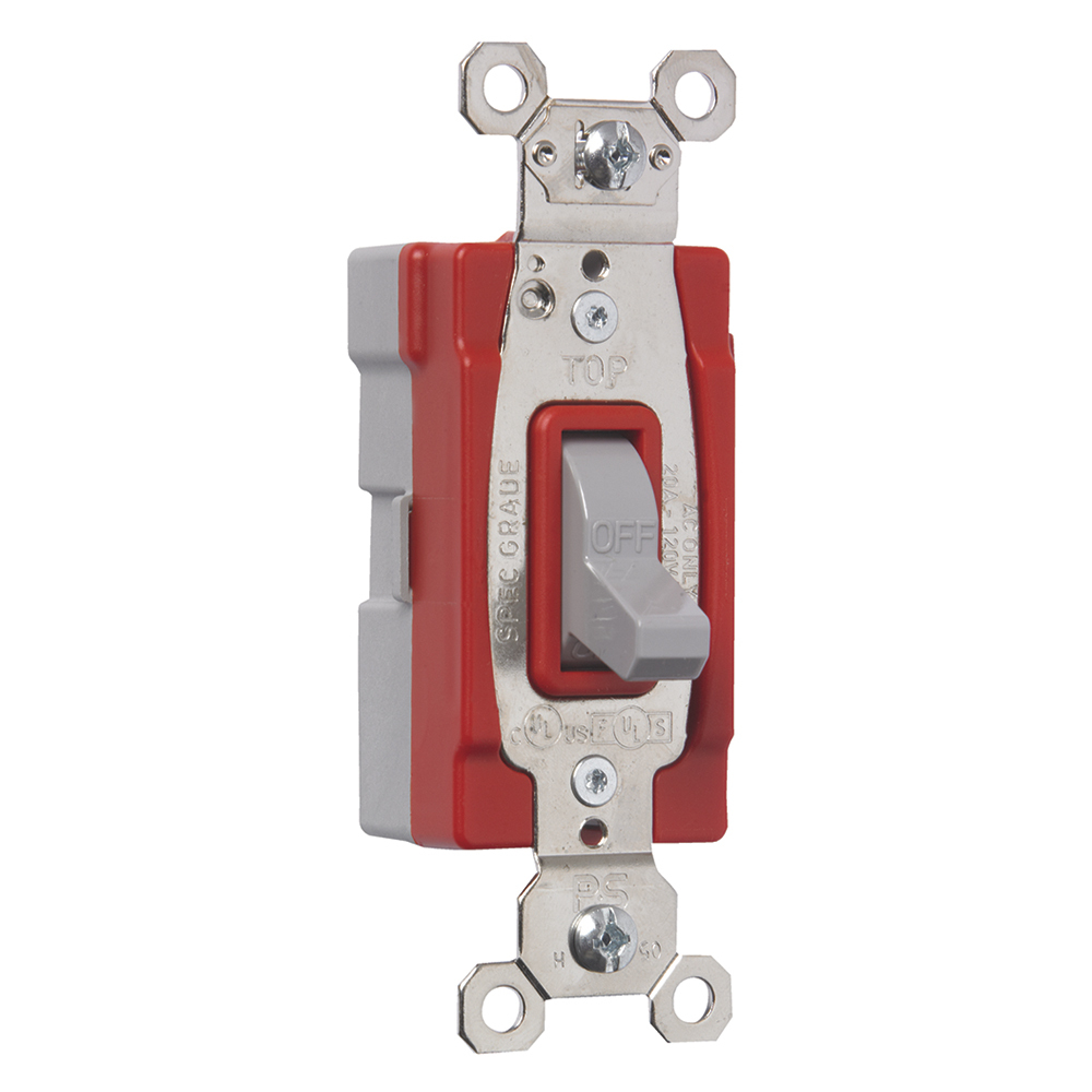 PT20AC1GRY PlugTail Single Pole 20 Amp Toggle Switch, Gray