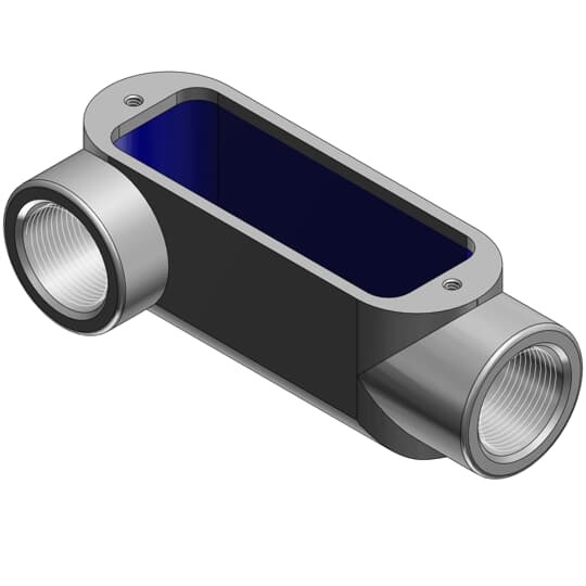 LR68 T&B BlueKote Type LR Conduit Body, 2 in Hub, Form 8 Form, 88 cu-in Capacity, Iron, Epoxy Powder Coated/Zinc Plated