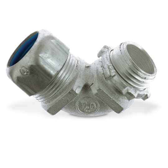 5257AL T&B Non-Insulated Conduit Connector, 2 in Trade, 90 deg, Aluminum, Clear Chromate Coated/Zinc Plated
