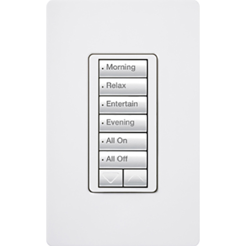 RRD-W6BRL-WH seeTouch LED+ Wall Keypad for RA3 Systems, 6-Button with Raise/Lower, Neutral Required, 120V, White