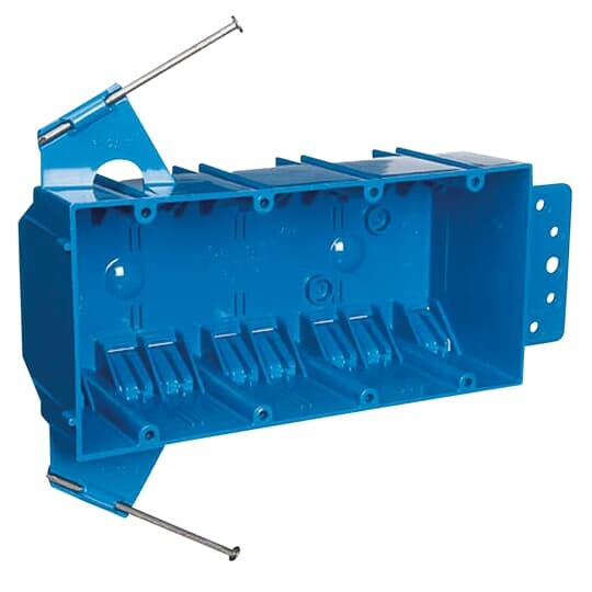 B455AR-UPC Carlon New Work Nail-On Outlet Box, PVC, 60 cu-in Capacity, 4 Gangs
