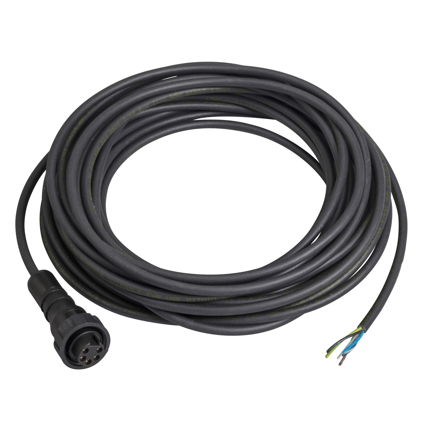 XZCP1764L5 OsiSense XZ Screw-On Pre-Wired Mini Connector With 5 m Cable, 250 V AC, 5-Pin 7/8-16 UN Jack End Connection, 5 m L, 0.34 sq-mm Conductor, PUR