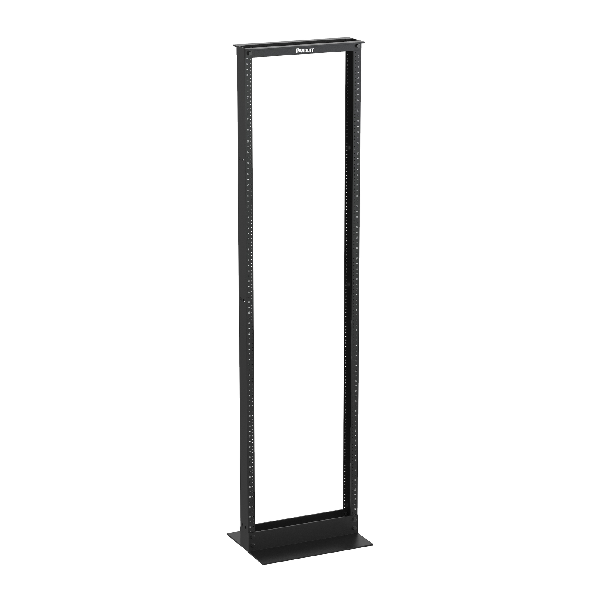 R2P 2-Post Rack With Adjustable Mounting Rail, 84 in H x 20.3 in W x 3 in D, 1000 lb Load, 45 Shelves