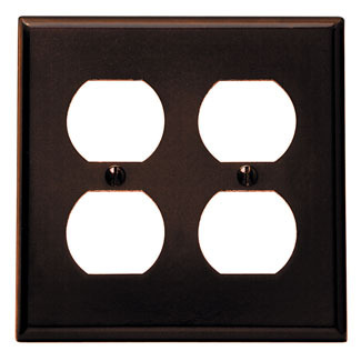 85016 Standard Size Wall Plate, 2 Gangs, 4.56 in W x 4.5 in H, Thermoset, Brown
