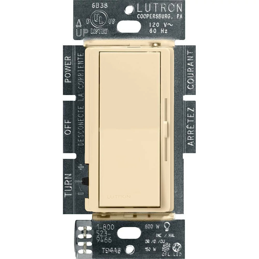 DVCL-153P-IV Diva LED+ Dimmer Switch, No Neutral Required, 150W LED, 1 Pole/3-Way, 120V, Ivory