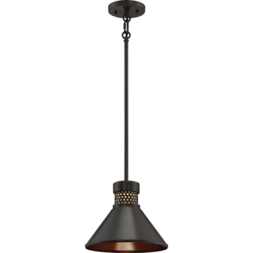 62-856 Nuvo Doral Dimmable Small Pendant, (1) Lamp, 120 VAC, Dark Bronze/Copper Accent Housing