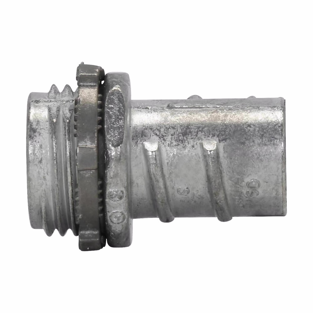 772DC Non-Insulated Screw-In Straight Threaded Connector, 3/4 in Trade, For Use With Flexible Metallic Conduit Fitting, Die Cast Zinc, Zinc Plated