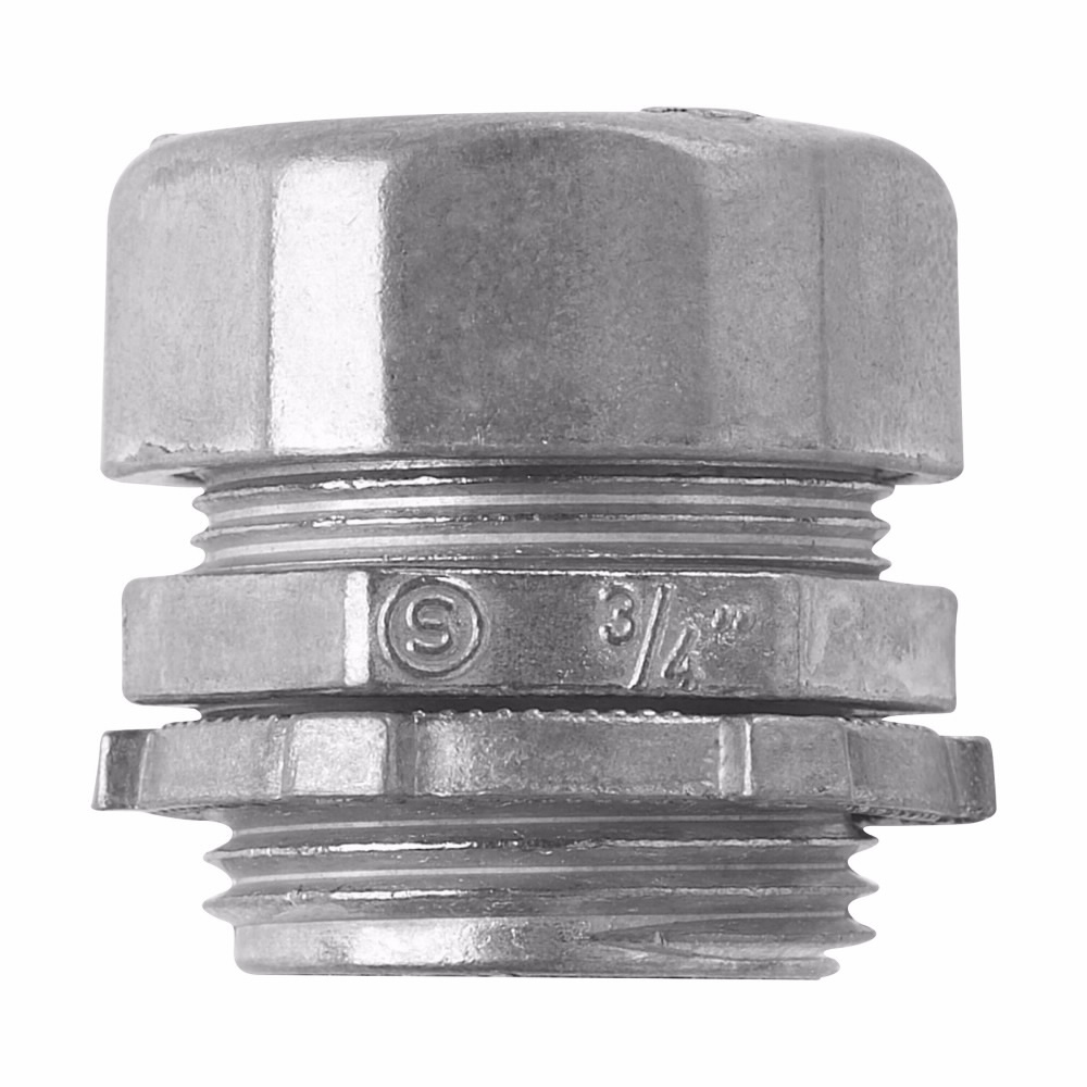 651DC Non-Insulated Straight Compression Conduit Connector, 3/4 in Trade, For Use With Thinwall EMT Conduit, Die Cast Zinc, Natural