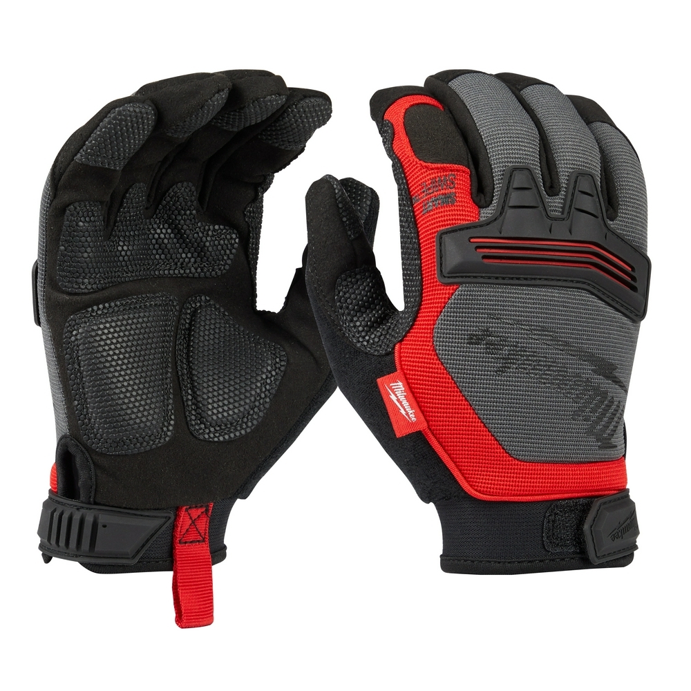 48-22-8731 Demolition General Purpose Work Gloves, Work, Fingerless Style, M, Leather/Single Hem, Black/Red