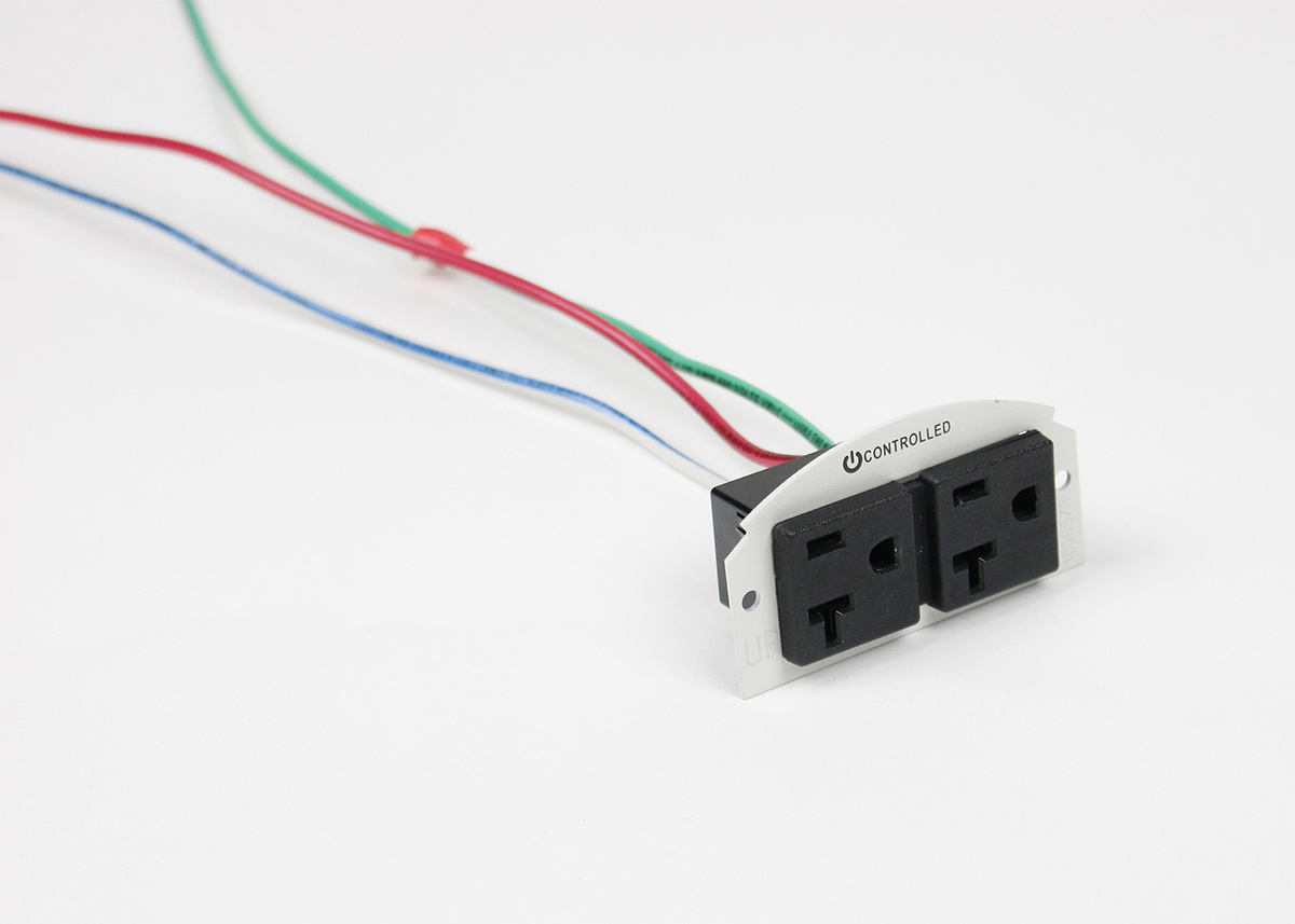 68REC-CTRL Duplex Multi-Service Controlled Receptacle With Controlled Receptacle Marking, 20 A, White