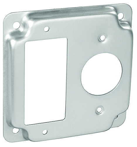 G1952 Garvin Cover, 1.402 in Dia, 4 in L x 4 in W, (1) Decorative/GFI and (1) Single Receptacle Cover, Steel
