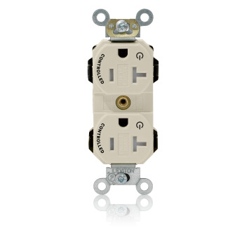MT563-2ST Decora Lev-Lok Duplex Heavy Duty Self-Grounding Smooth Face Standard Tamper-Resistant Straight Blade Receptacle, 125 V AC, 20 A, 2 Poles, 3 Wires, Light Almond