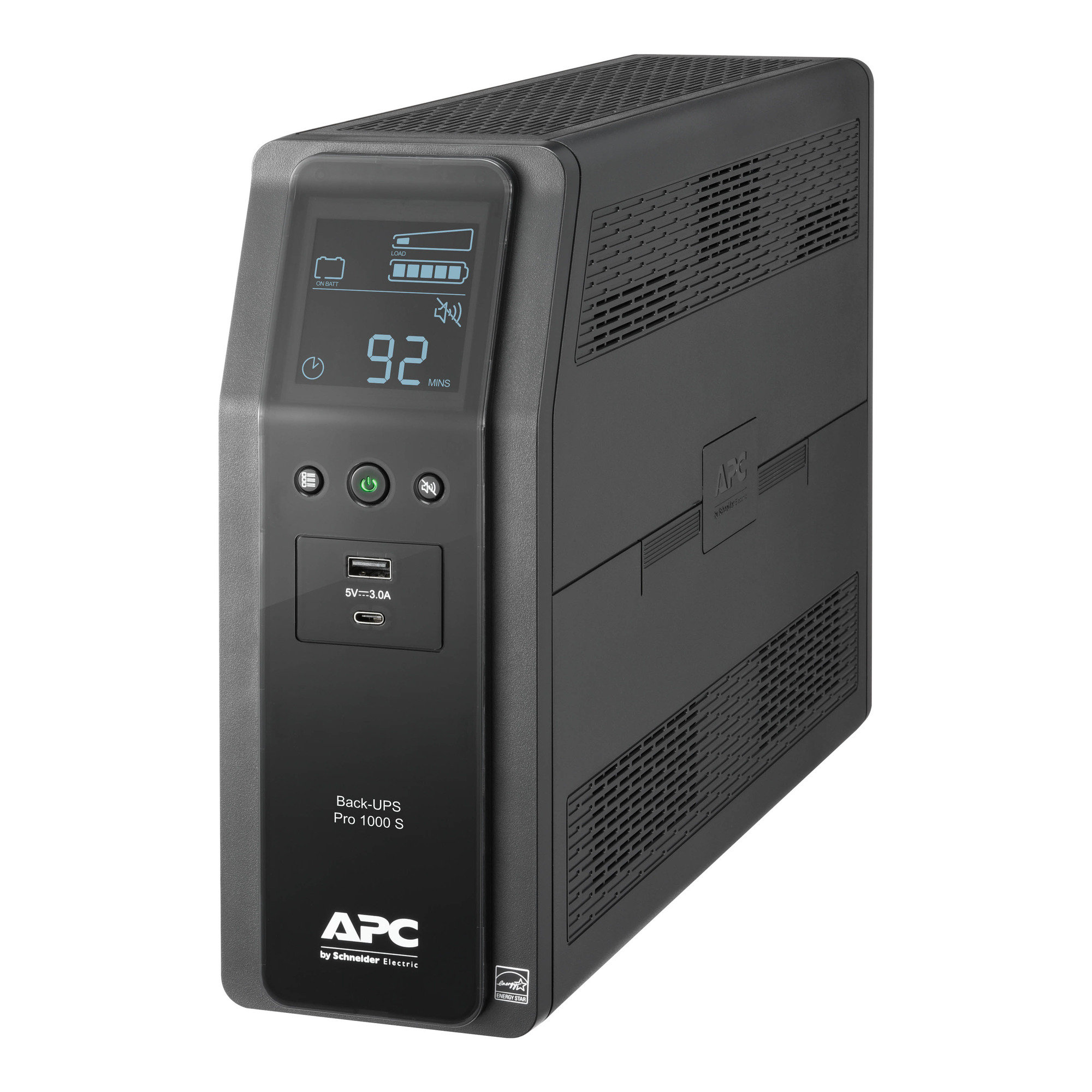BR1000MS Tower Uninterruptible Power Supply, 120 V AC Input, 120 V AC Output, 600 W Power Rating, 3.7 min Backup, 10 Outlets