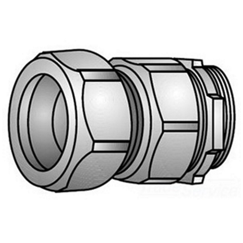 31-075T Type 31 Compression Connector, 3/4 in Trade, For Use With Threadless RMC and IMC Conduit, Malleable Iron, Electro-Zinc Plated
