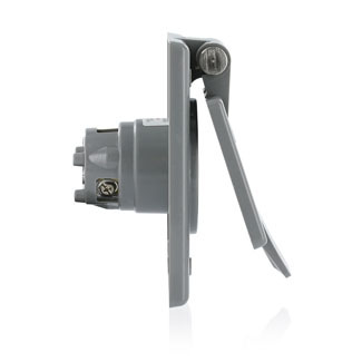 5278-CWP Grounding Straight Blade Power Inlet Receptacle, 125 V AC, 15 A, 2 Poles, 3 Wires, Gray