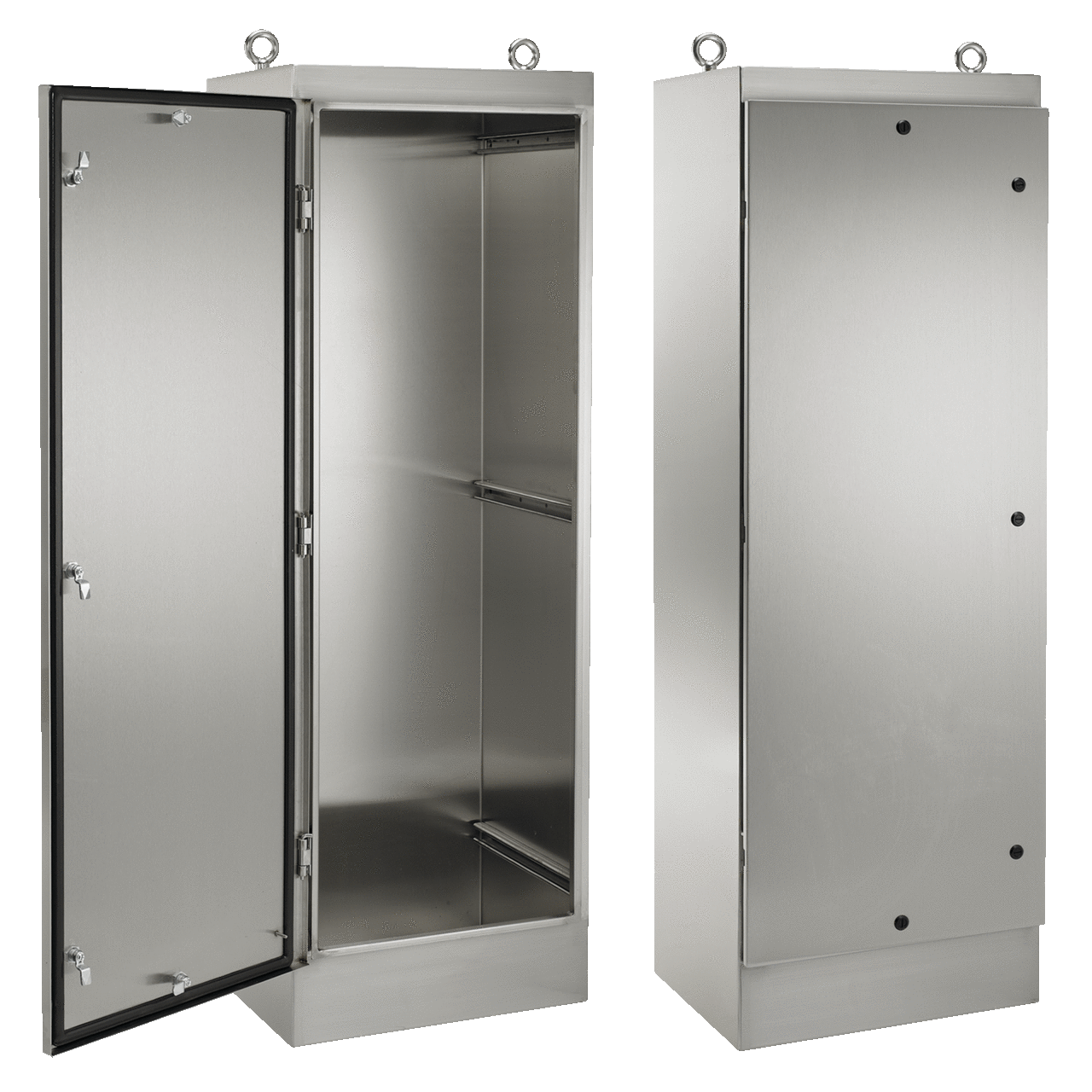 A72HS3624SSLPQT A4S2 2-Door Enclosure With Pressure Sensitive Adhesive, 72.13 in L x 36.06 in W x 24.15 in D, NEMA 4X/IP66 NEMA Rating, 304 Stainless Steel