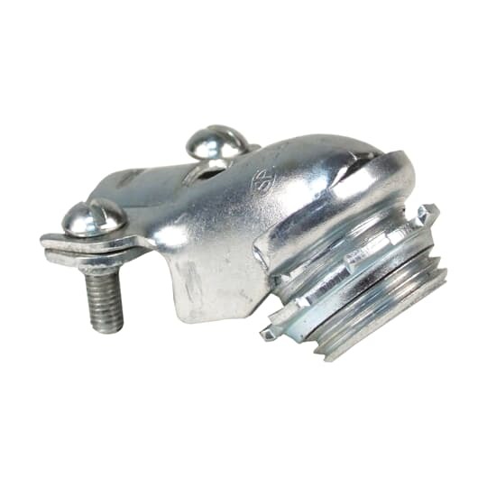 267 T&B Cable Angle Connector, 1/2 in Trade, 1/2 in Knockout, 0.813 to 0.937 in Cable Openings, Steel, Zinc Plated