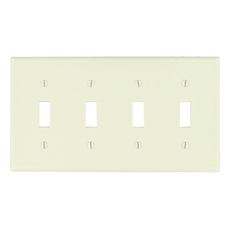78012 Standard Size Traditional Wall Plate, 4 Gangs, 8.18 in W x 4.5 in H, Thermoset, Light Almond