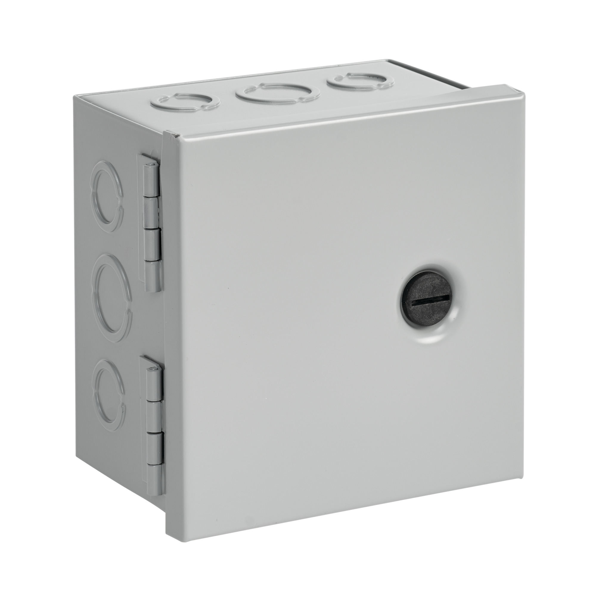 AHE8X8X4 A90HC Pull Box With Knockout, 8 in W x 4 in D x 8 in H, Butt Hinged Cover, NEMA 1/IP30, Steel