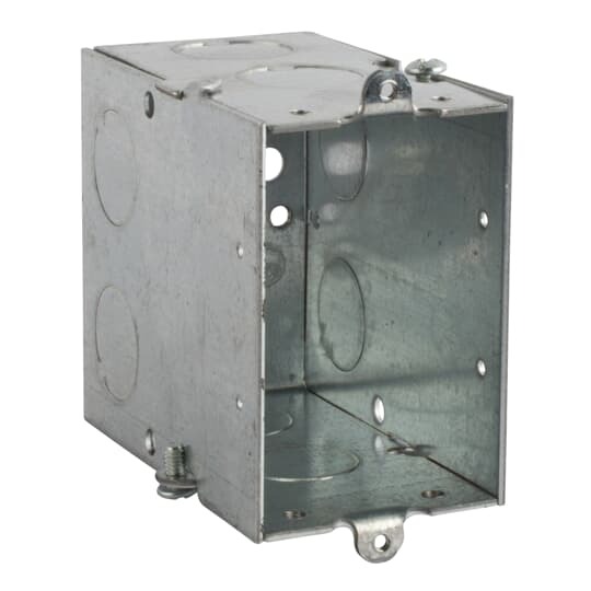 CYLE-1/2 Steel City Gangable Switch Box, Steel, 18 cu-in Capacity, 1 Gangs, 1 Outlets, 5 Knockouts, 2 in W x 3-1/2 in D x 3 in H