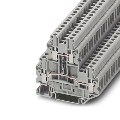 3044636 2-Level 2-Circuit 4-Wire Double Tier Terminal Block, 500 V AC, 28 A, 26 to 12 AWG Wire, 4 Poles, DIN Rail Mount