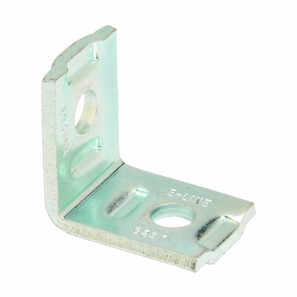 B231HDG 90 deg No-Twist Corner Angle, 2 Holes, 2-1/4 in L x 2-1/4 in W x 7/32 in THK, Steel