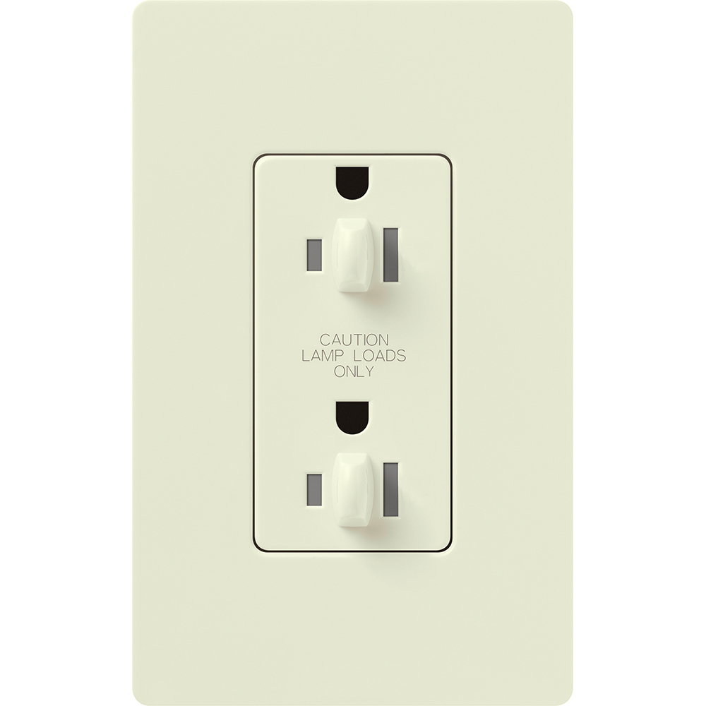 SCR-15-DDTR-BI Claro Dual Dimming, Tamper-Resistant Duplex Receptacle, Decorator-Style Outlet, 15 Amp, Satin, Biscuit