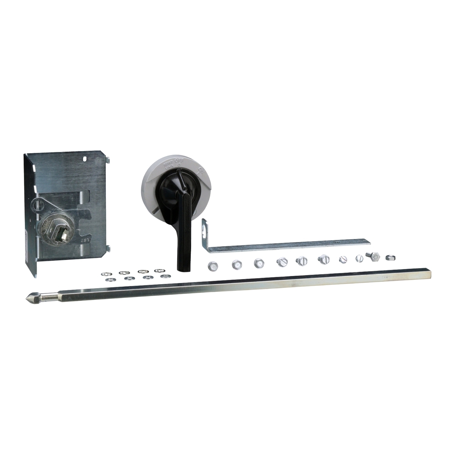 9421LJ3 Type L Door Mount Long Shaft Operating Mechanism Kit, NEMA 1/3R/12 NEMA Rating, Rotary Handle Handle/Operation, For Use With PowerPact 250 A MG-NSJ, H and J Frame Circuit Breaker, 5.5 to 21.38 in Handle to Device Connection