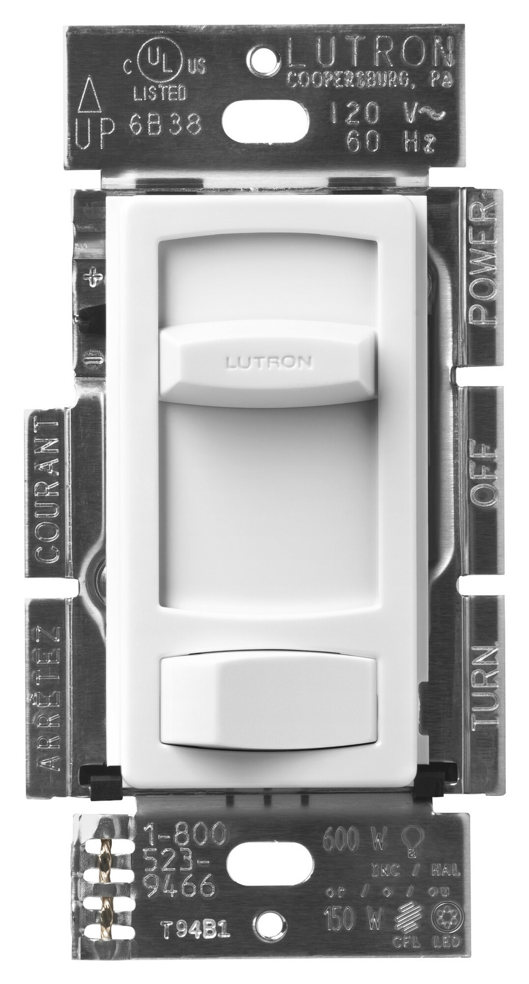 CTCL-153P-WH Skylark Contour LED+ Dimmer Switch, No Neutral Required, 150W LED or 600W Incandescent/Halogen, 120V, 1 Pole/3-Way, White