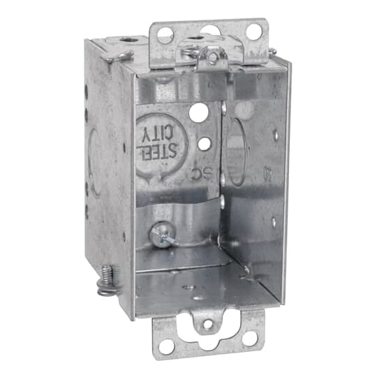 CWN-25 Steel City Gangable Switch Box, Steel, 14 cu-in Capacity, 1 Gangs, 1 Outlets, 4 Knockouts, 2 in W x 2-3/4 in D x 3 in H