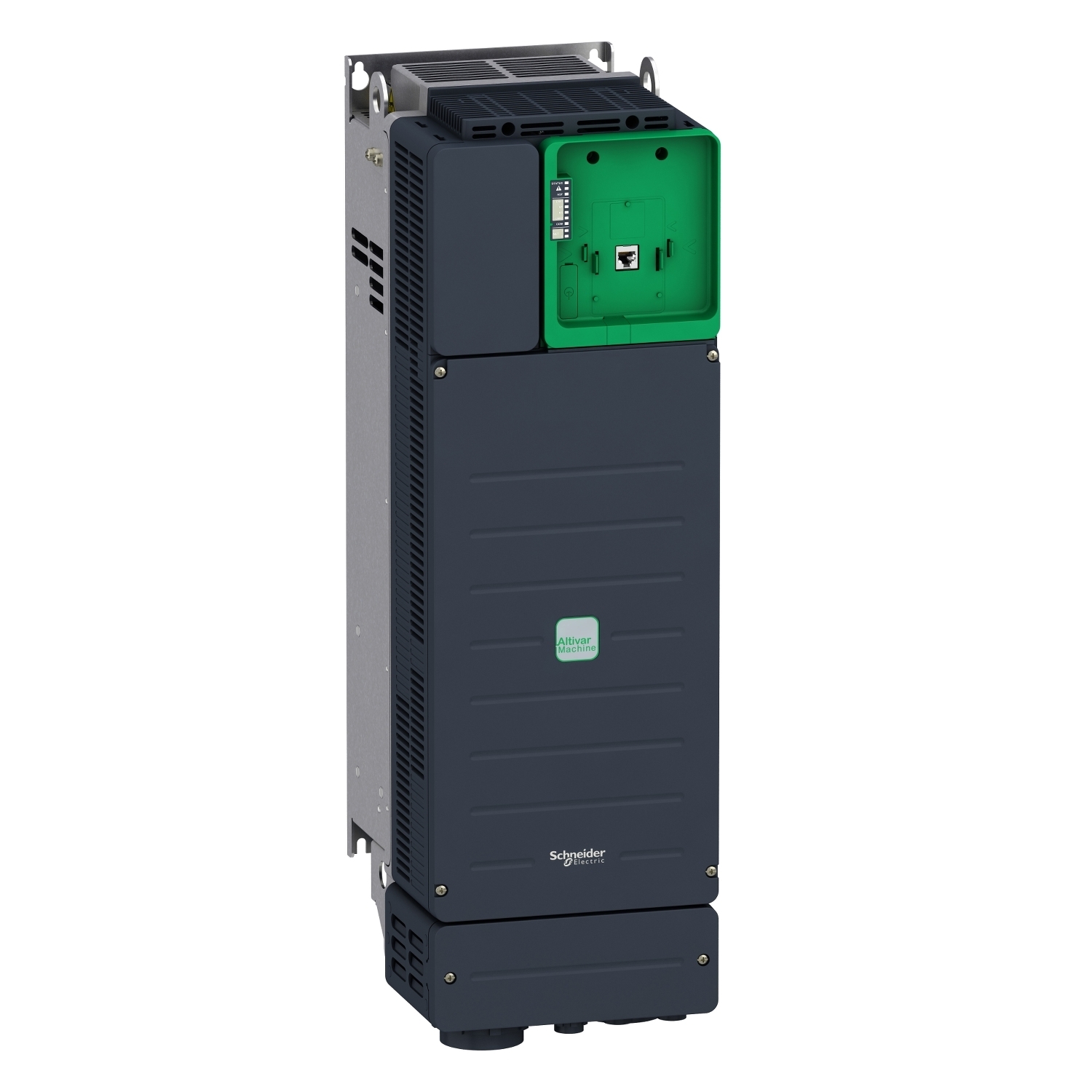 ATV340D30N4E Altivar 3-Phase Variable Speed Drive With Heat Sink, 380 to 480 V, 66.2 A at 380 V, 57.3 A at 480 V, 66.2 A at 380 V, 57.3 A at 480 V, 54.8 A, 48.3 A, 50 hp Normal Duty, 40 hp Heavy Duty, 8.39 in W x 10.31 in D