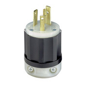 2621 1-Phase Grounding Cable Mount Locking Plug, 250 V AC, 30 A, 2 Poles, 3 Wires, Black/White