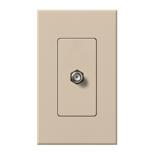 NT-CJ-TP Nova T Coaxial Cable Jack with 1 Gang Wall Plate, F-Style, 75 Ohm Cable, Fits Architectural-Style Wall Plates, Taupe