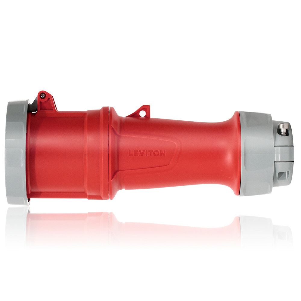 460C7WLEV LEV Series 3-Phase Dustight North American Rated Watertight Pin and Sleeve Connector, 480 V AC, 60 A, 3 Poles, 4 Wires, Red