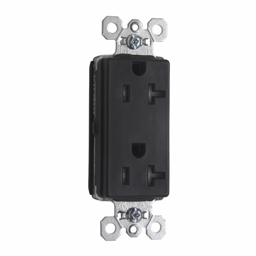 PTTR26362BK PlugTail 20 Amp 125V Spec-Grade Decorator Duplex Receptacle, Black