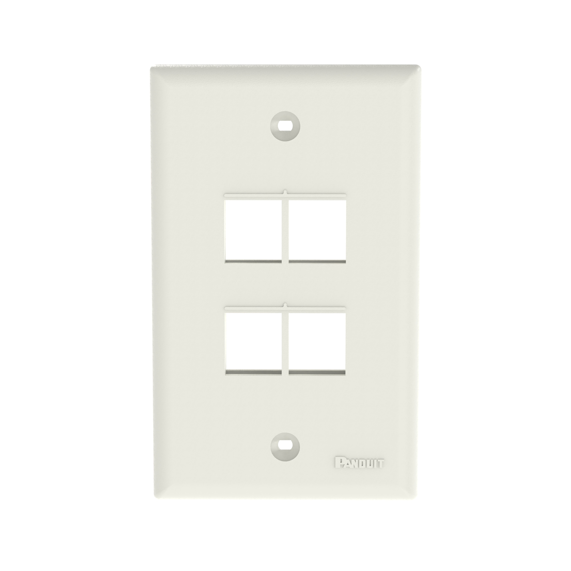 NK4FNIW NetKey Flat Vertical Faceplate, 1 Gang, 4 Ports, Keystone Module, Fastened Mount, ABS