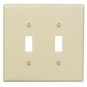 PJ2-T Midway Size Traditional Wall Plate, 2 Gangs, 4.94 in W x 4.875 in H, Thermoplastic, Light Almond