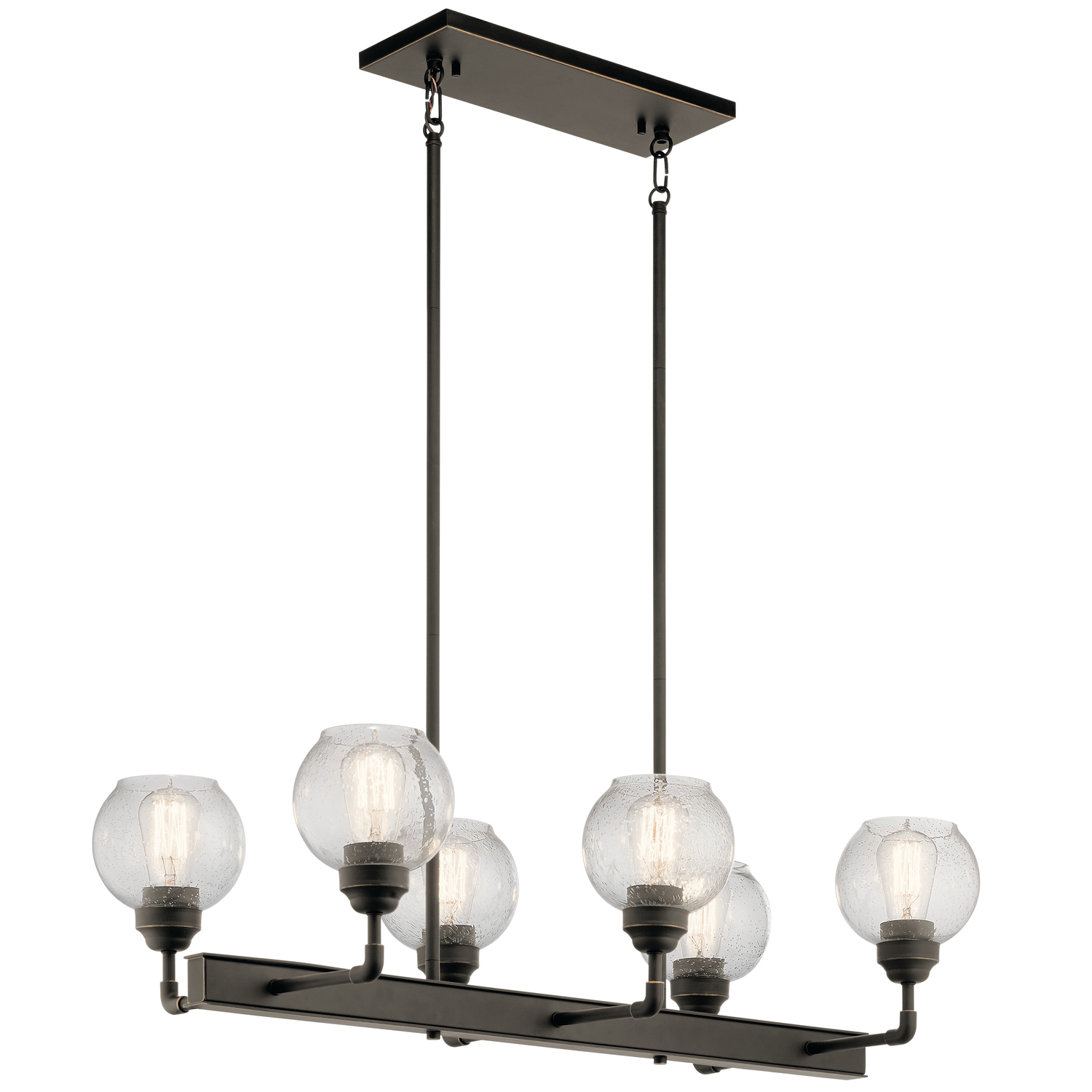 43994OZ Niles Double Linear Transitional Chandelier, (6) A19 Lamp, 120 V AC, Olde Bronze Housing