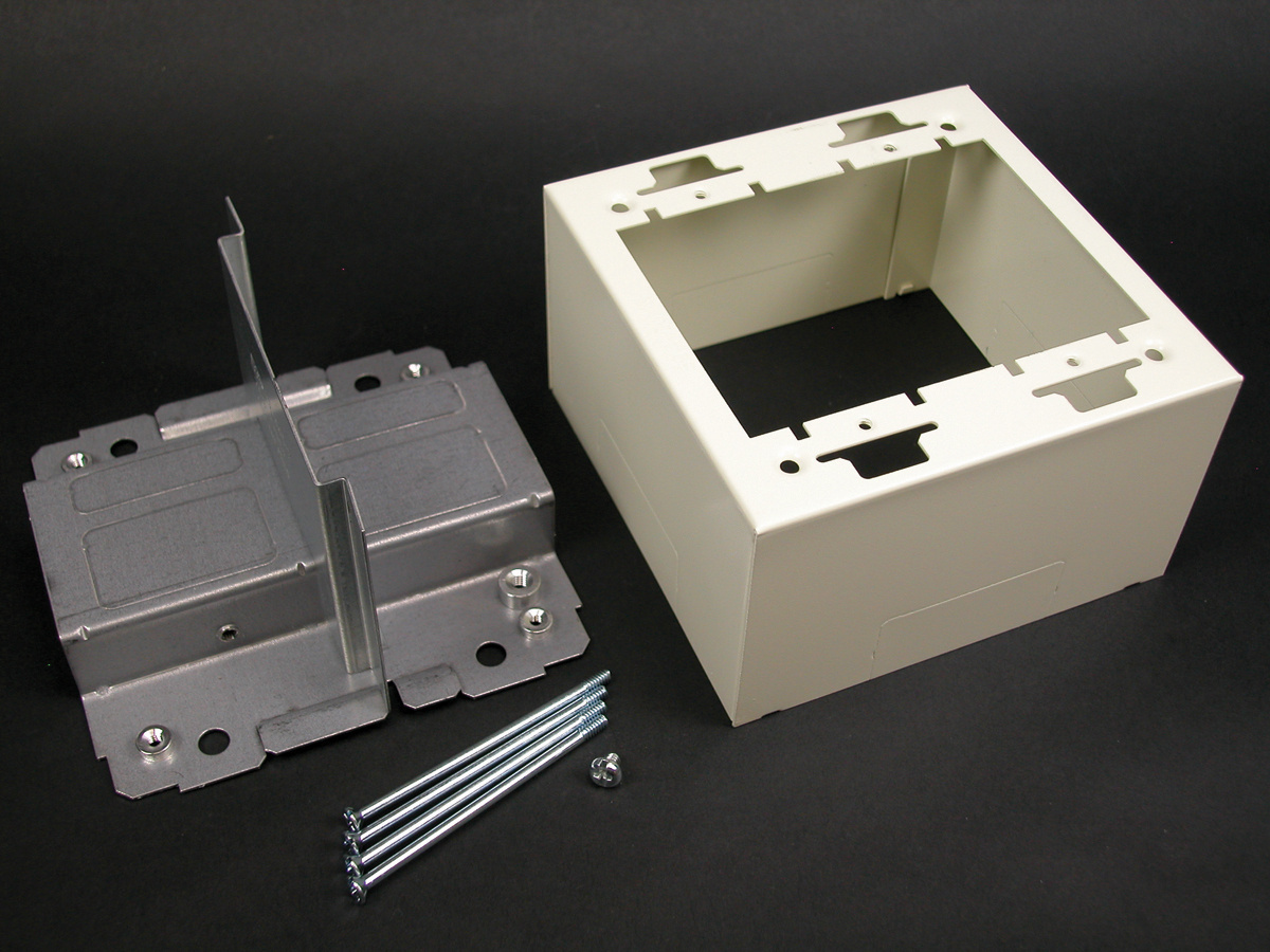 2444D-2NFW 2-Gang Labor Saving Divided Box, 4-3/4 in L x 4-3/4 in W x 2-3/4 in H, Steel, Fog White/Ivory