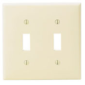 80709-T Standard Size Traditional Wall Plate, 2 Gangs, 4.56 in W x 4.5 in H, Thermoplastic, Light Almond