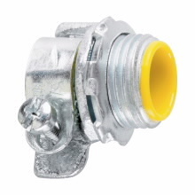 1711 Insulated Throat Straight Squeeze Connector, 1-1/4 in Trade, 1-21/32 in Cable Openings, For Use With AC/MC Cable and Flexible Metal Conduit, Malleable Iron, Zinc Plated